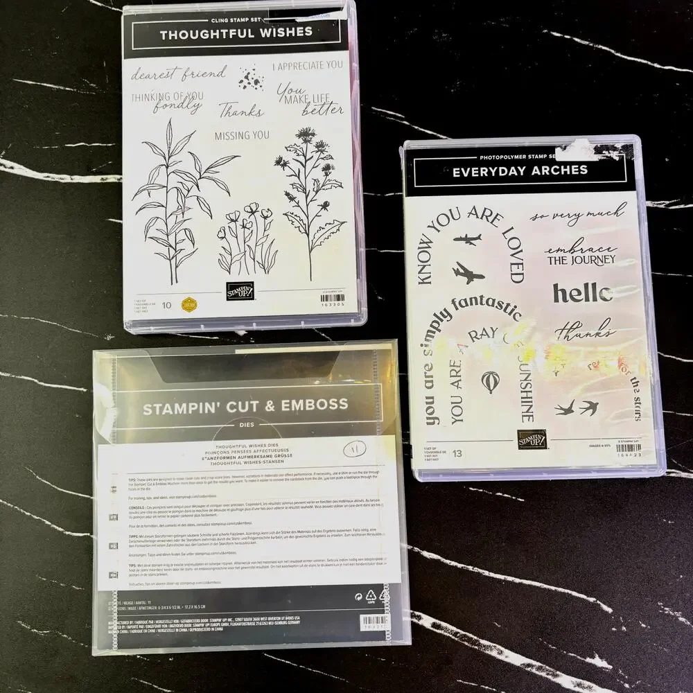Stampin Up Thoughtful Wishes Stamp & Die Bundle + Everyday Arches Lot